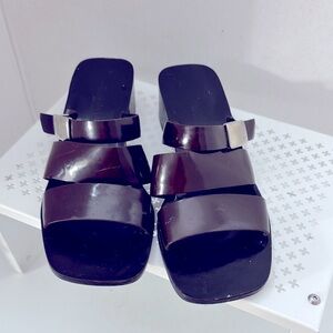 Kenneth Cole Brown Women's Sandals Buckle Size 7.5 Medium Slip On Hard Insole